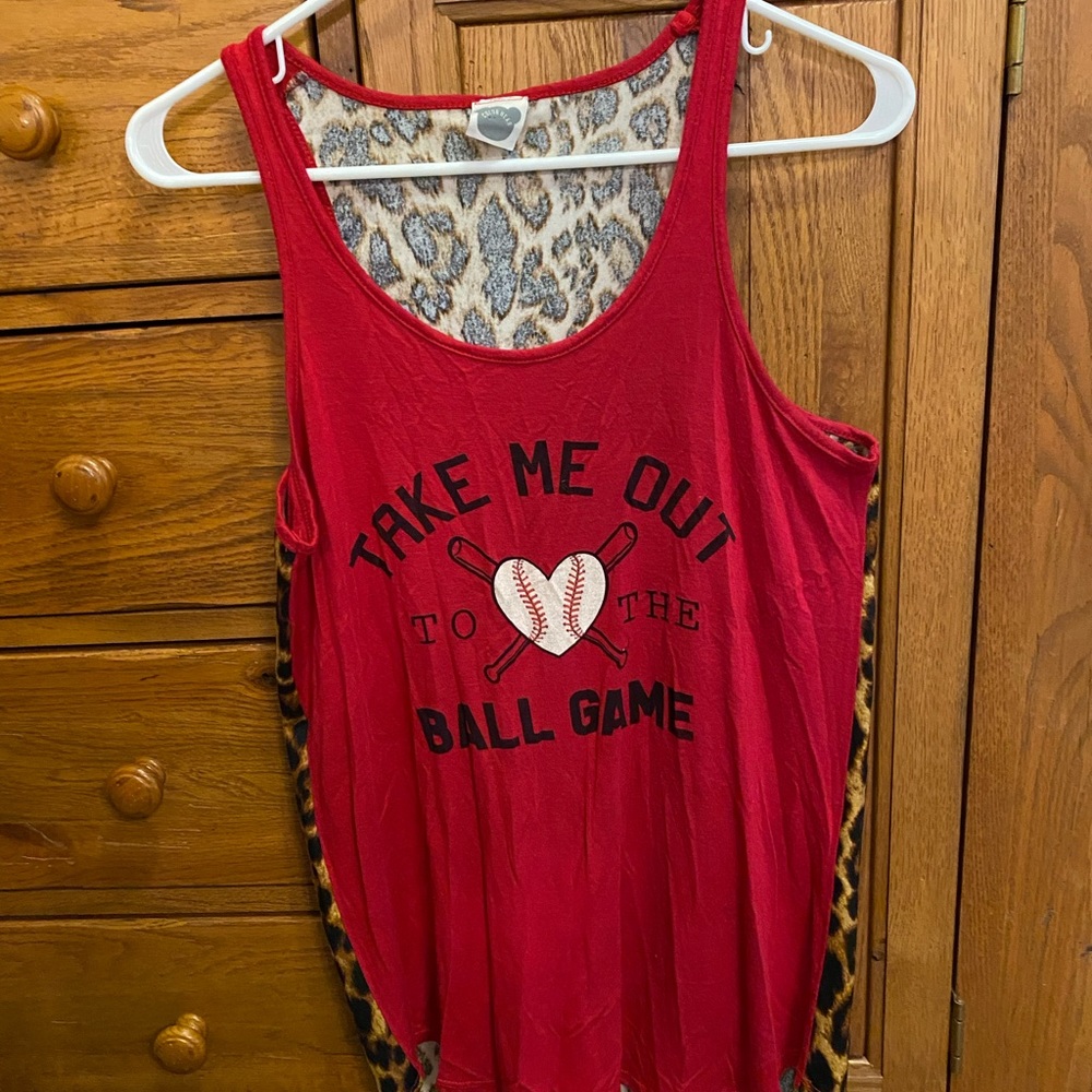 Color bear brand tank. Softball theme with cheetah print back
